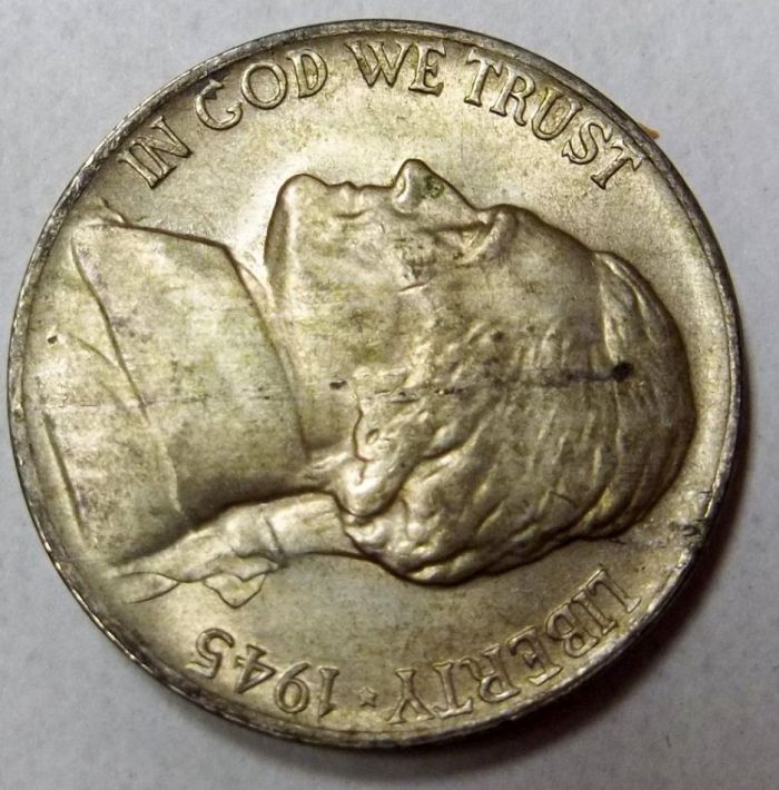 1945-P-Jefferson-War-Nickel,-Flip-Over-Double-Strike
